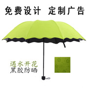 荷叶边遇水开花晴雨伞，黑胶强防紫外线，遮阳伞太阳伞创意三折伞