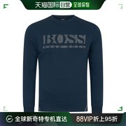 香港直邮hugoboss雨果博斯男士深蓝色，印花圆领卫衣休闲时尚