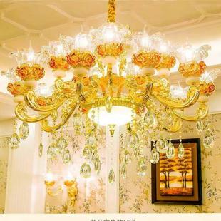 欧式水晶吊灯客厅奢华大气餐厅卧室锌合金蜡烛，大厅别墅复式楼灯具