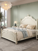 美式复古实木床白色art欧式雕花法式古典田园奶油风公主床婚床