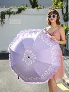 折叠蕾丝防晒伞遮阳防紫外线太阳伞女学生晴雨两用小清新花边雨伞