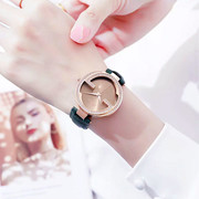时装表手表女士镶钻大表盘简约进口7T35真皮带时尚潮腕表