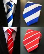条纹领带男士西装商务，领带斜纹红白蓝白紫色，大红礼服领带8cm常规