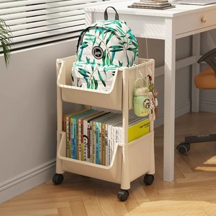 小推车书包置物架可移动零食书架办公桌下多层儿童，玩具收纳架带轮