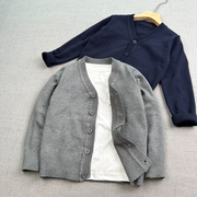 日系学院风~100-170棉质针织开衫儿童V领纯色薄毛衣 亲子外套