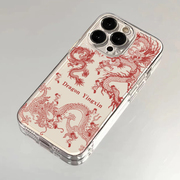 新国风红龙适用于苹果15手机壳iPhone14promax透明华为p40vivoy52s12保护套oppo小米14红米k50/60女款13软壳