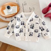 儿童卡通开衫 0-5岁宝宝春季韩国童装童可爱熊猫外套华夫格上衣