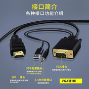VGA转HDMI转换线器接头带音频高清电脑主机连接线显示器DVD电视机