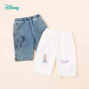 迪士尼童装女童牛仔七分裤夏季清凉透气柔软舒适轻薄纯棉牛仔裤