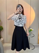 黑色吊带连衣裙子女夏季2023长裙，两件套装新中式国风改良旗袍