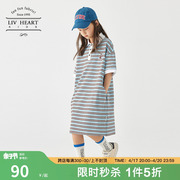 日本livheart女童polo领短袖，连衣裙夏2024儿童，t恤裙大童