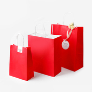 纯红色牛皮纸袋diy手提袋商用打包袋子购物方便手提纸质