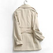 T151纯色翻领双排扣系腰带中长款外套秋冬2022韩版长袖女风衣
