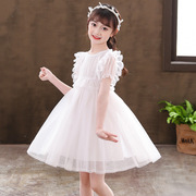 女童夏季连衣裙超仙儿童六一演出白色纱裙女孩蕾丝蓬蓬礼服公主裙
