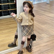 韩系女童毛衣开衫，20243春装4-5儿童6宝宝，简约薄款针织外套7岁