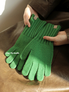 澳洲羊毛100%wool纯羊毛手套纯色秋冬针织保暖护手五指分指可触屏