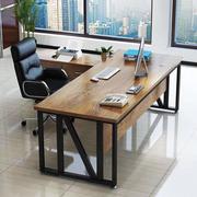 老板办公桌实木电脑桌家用带柜单人办公桌椅组合经理大班台