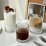 ins竖条纹冰美式咖啡杯，水杯玻璃杯子牛奶，早餐杯果汁饮料杯高颜值