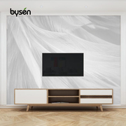 北欧个性创意白羽毛无纺布，墙纸电视背景墙壁纸，现代简约卧室3d壁画