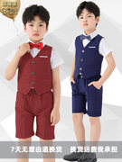 儿童花童礼服男童钢琴，演出服装男孩洋气马甲，套装宝宝夏季短款西装