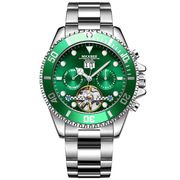 手表男时尚镂空陀飞轮，多功能机械男表夜光绿水鬼腕表男士手表