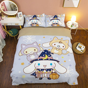 可爱玉桂狗卡通四件套儿童版，大耳朵狗床单被套单人床1.2米三件套