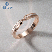 18k玫瑰金白金(金白金)钻石，戒指时尚个性，x字交叉排钻情侣对戒女戒送礼定制