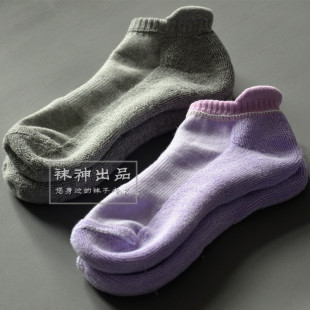 袜神出品出口日本毛巾底运动袜加厚毛圈黑白色短纯棉毛巾船袜子女