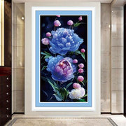 蒙娜丽莎十字绣客厅卧室2023年蓝色，彼岸花大气风景，花卉自己绣