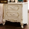欧式床头柜美式实木白色，卧室雕花收纳柜多功能，实木储物柜电话几