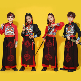 六一小学生喜庆表演中国风服装儿童爵士舞，扇子舞古典舞打鼓演出服