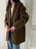 23年韩国东大门手工双面短款西服领羊毛绒呢子女大衣外套