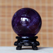 晶贵人天然水晶球 乌拉圭紫水晶球 紫黑色水晶球摆件