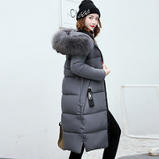 冬季2022款女装毛领棉，衣长款韩版修身加厚羽绒，棉服保暖连帽外套