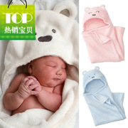 童装婴儿珊瑚绒抱被襁褓，宝宝抱毯初生儿小熊，空调毯包巾盖毯亚马逊