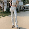 广州增城新塘白色牛仔裤女士2024年春季窄版高腰微喇叭小脚裤