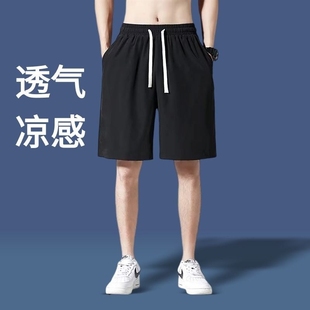 夏季短裤男士2024外穿冰丝，透气薄款休闲中裤，大码宽松五分裤子