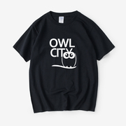 owlcity猫头鹰之城t恤短袖圆领，夏季男女情侣装上衣宽松半袖衣服