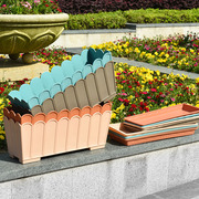 欧式田园塑料花盆长方形花箱栅栏式，花槽阳台种植箱，盆栽特大种菜盆