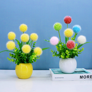 小清新仿真假花陶瓷，小盆栽塑料花盆景，室内装饰假花办公室摆件绢花