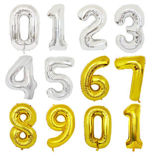 数字铝膜气球金色银色数字气球铝膜气球生日派对装饰字母气球