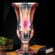 高档玻璃透明花瓶大号欧式古典风格，插花干花落地花器客厅摆件高40