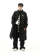 amoeba冬季韩版宽松条纹，长款棉服女休闲运动学院风加厚外套