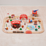 仿真小火车轨道套装玩具儿童男孩汽车木质模型宝宝益智3多功能2岁