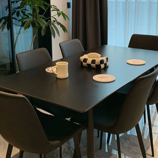 纯色岩板餐桌椅子，组合现代简约小户型家用岛台饭桌，网红长方形桌子