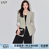 lily2024春女装都市通勤款撞色条纹，复古双排扣休闲西装外套女