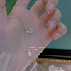 水晶花朵珍珠流苏项链夏季2023年潮小众设计感短款锁骨链女士