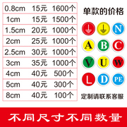 接地标示贴pvc贴纸安全警示警告贴电源，电力线电工设备贴火线，零线接地nlabcdvupe标签三相配电箱标识贴定制