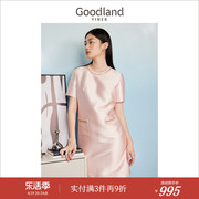 Goodland美地女装夏季优雅法式高端商务气质钉钻连衣裙