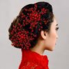 中式红色头花玫瑰花朵，发梳发夹头饰新娘，结婚礼服旗袍跟妆配饰